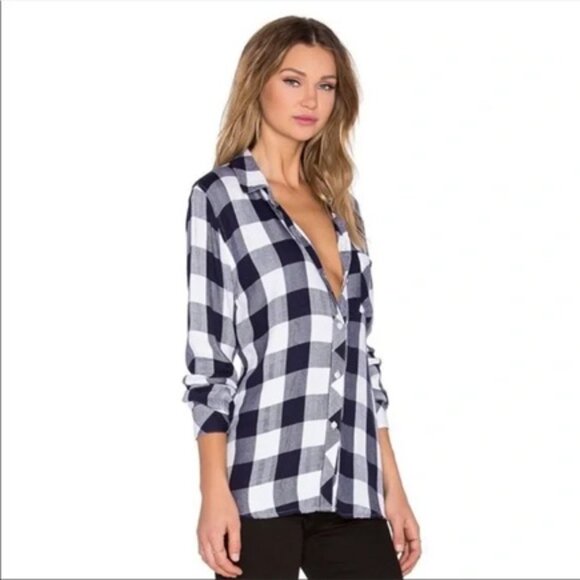 Rails Tops - Rails Hunter Navy and White Buffalo Plaid Shirt Size S